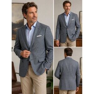 JoS. A. Bank Signature Wool Silk Linen Plaid Sport Coat 43R